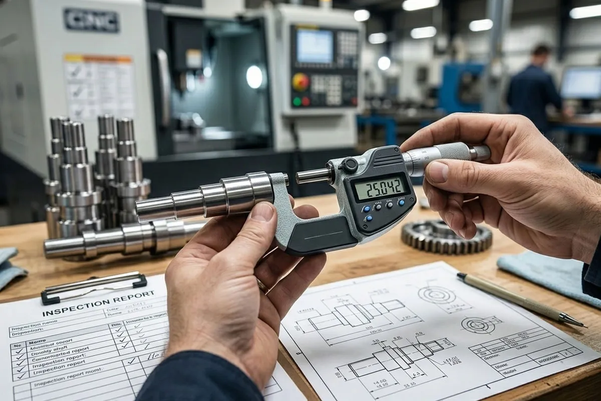 Quality inspection of CNC machined parts at AMN Engineering factory in Lahore Pakistan using precision measuring instruments